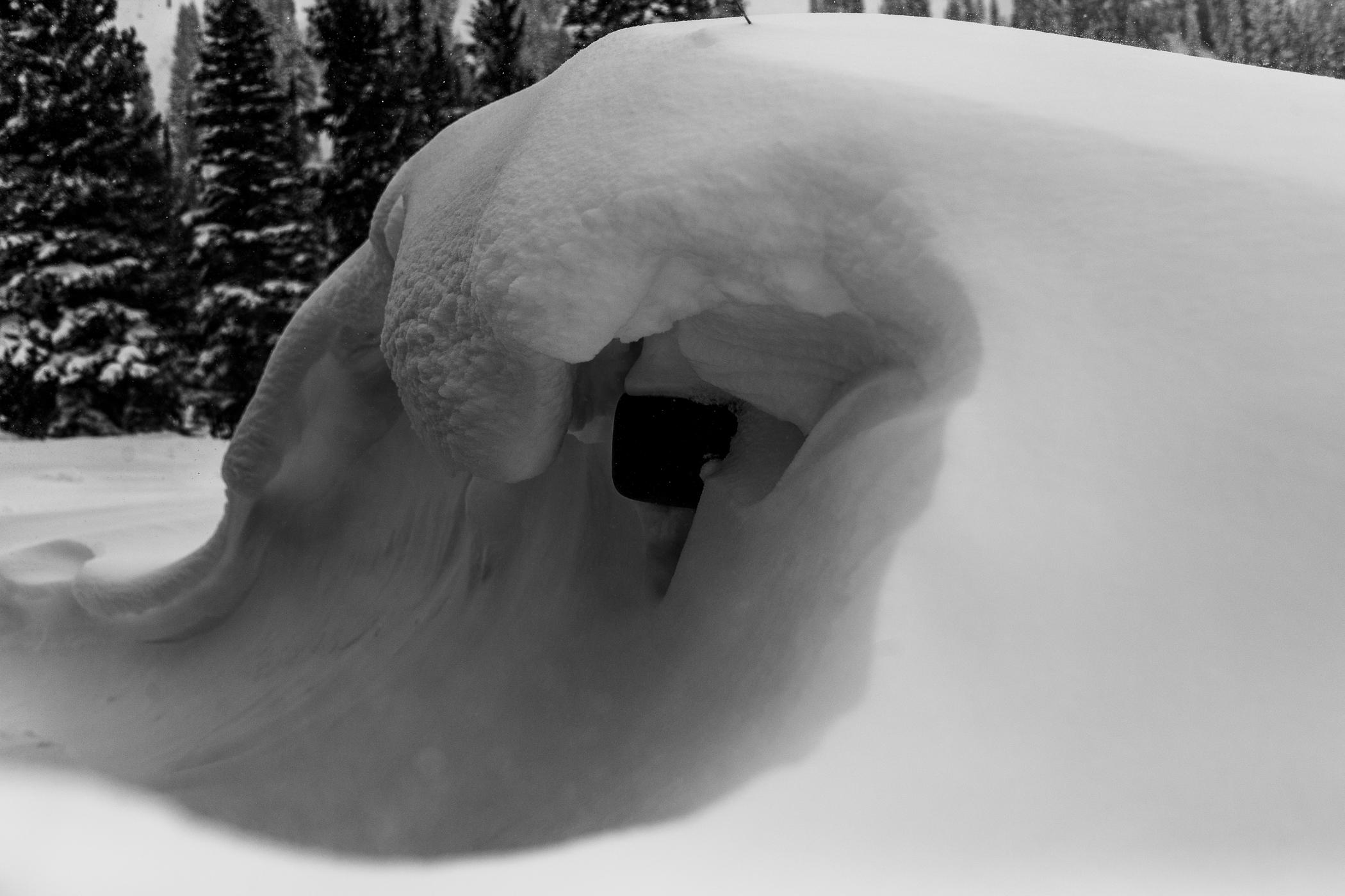 A buried vehicle in the Wildcat parking lot | Photo: Rocko Menzyk