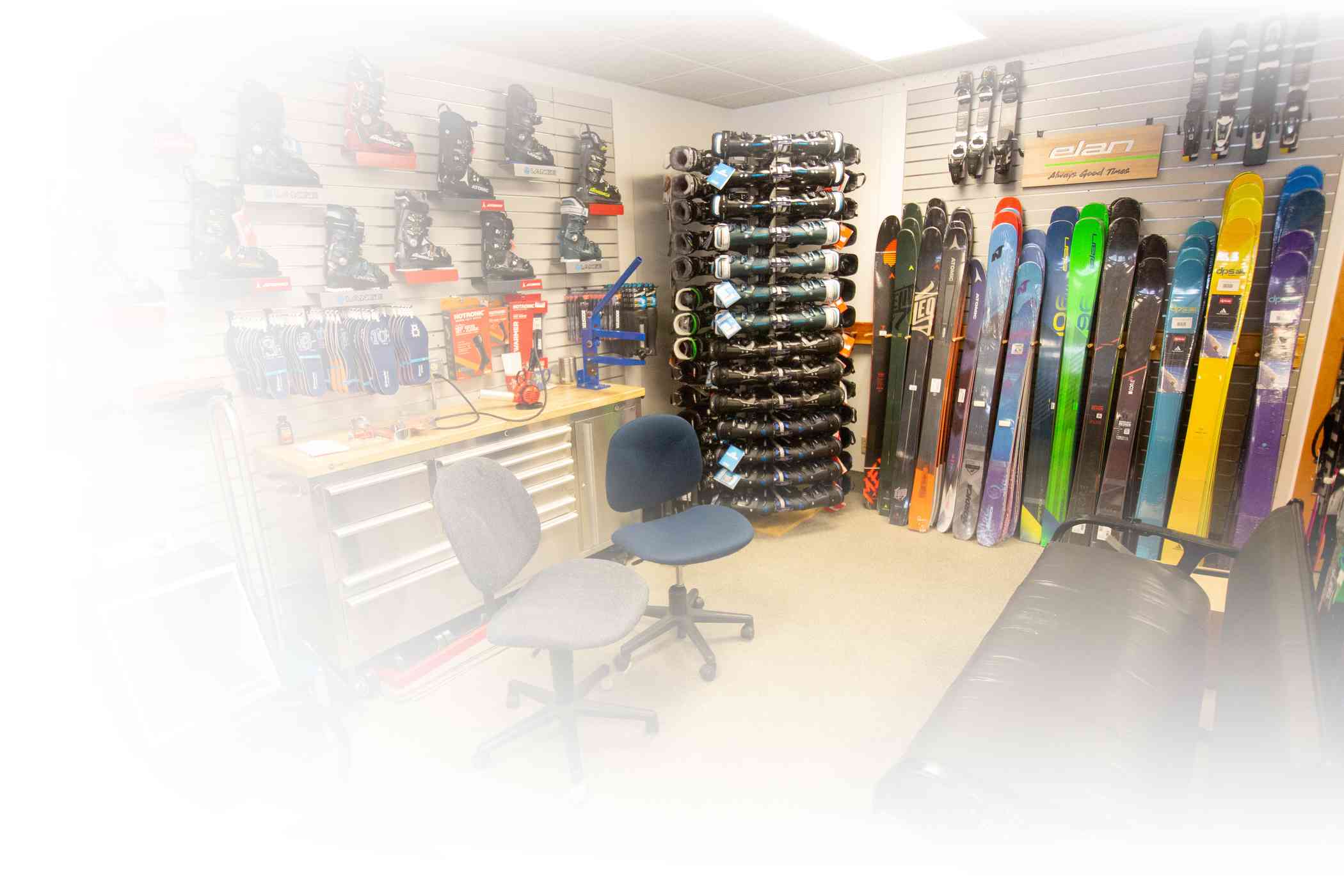 Boot fitting station and ski tuning center at Alta's Ski Shop