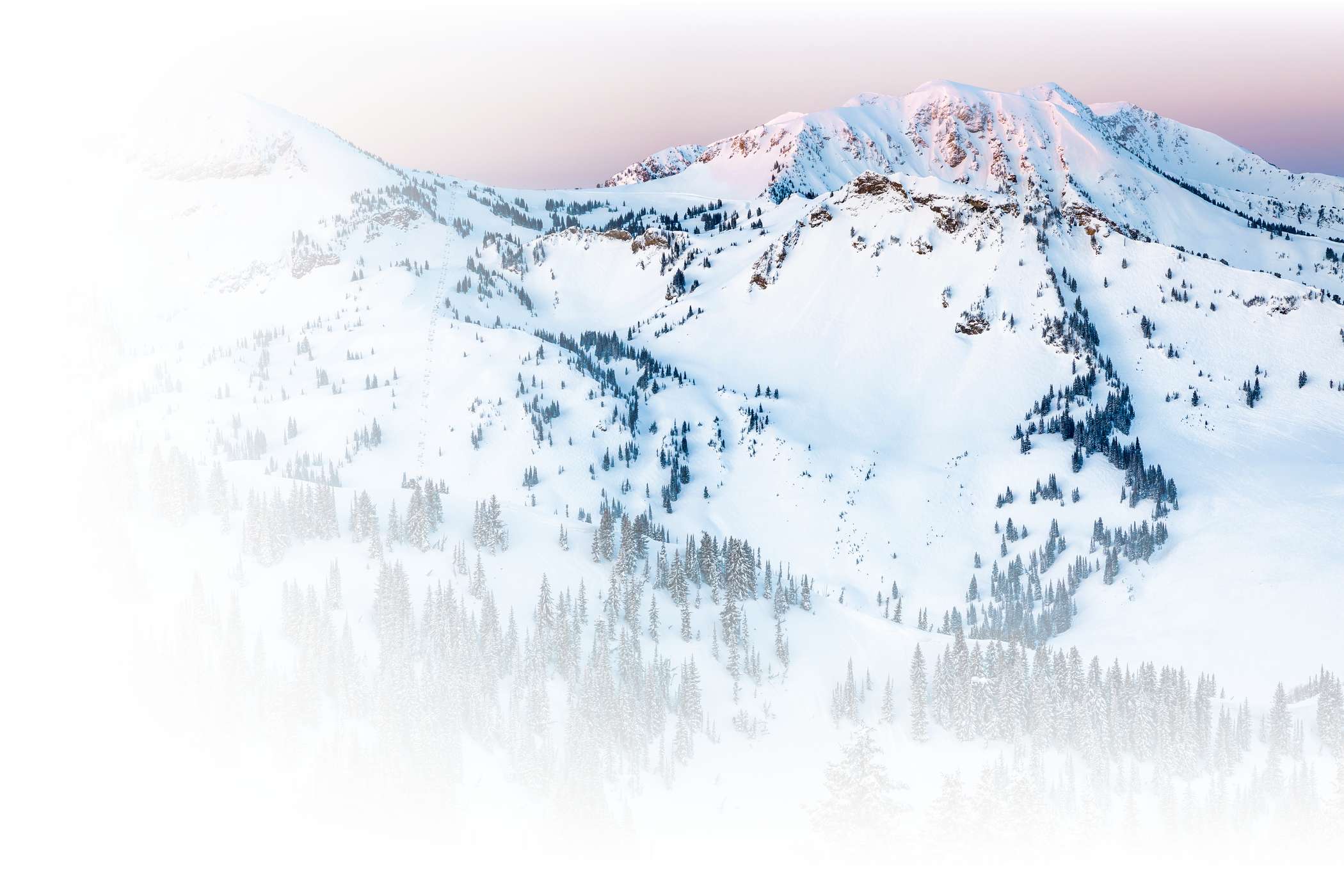 Alta Ski Area at sunrise on a clear winter morning