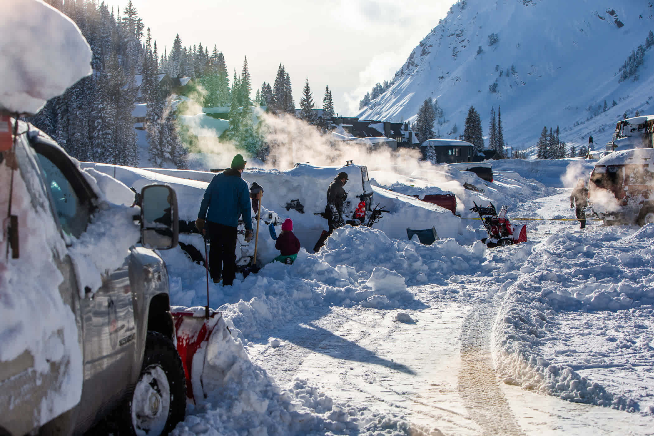 Employees digging out after 100" of snow